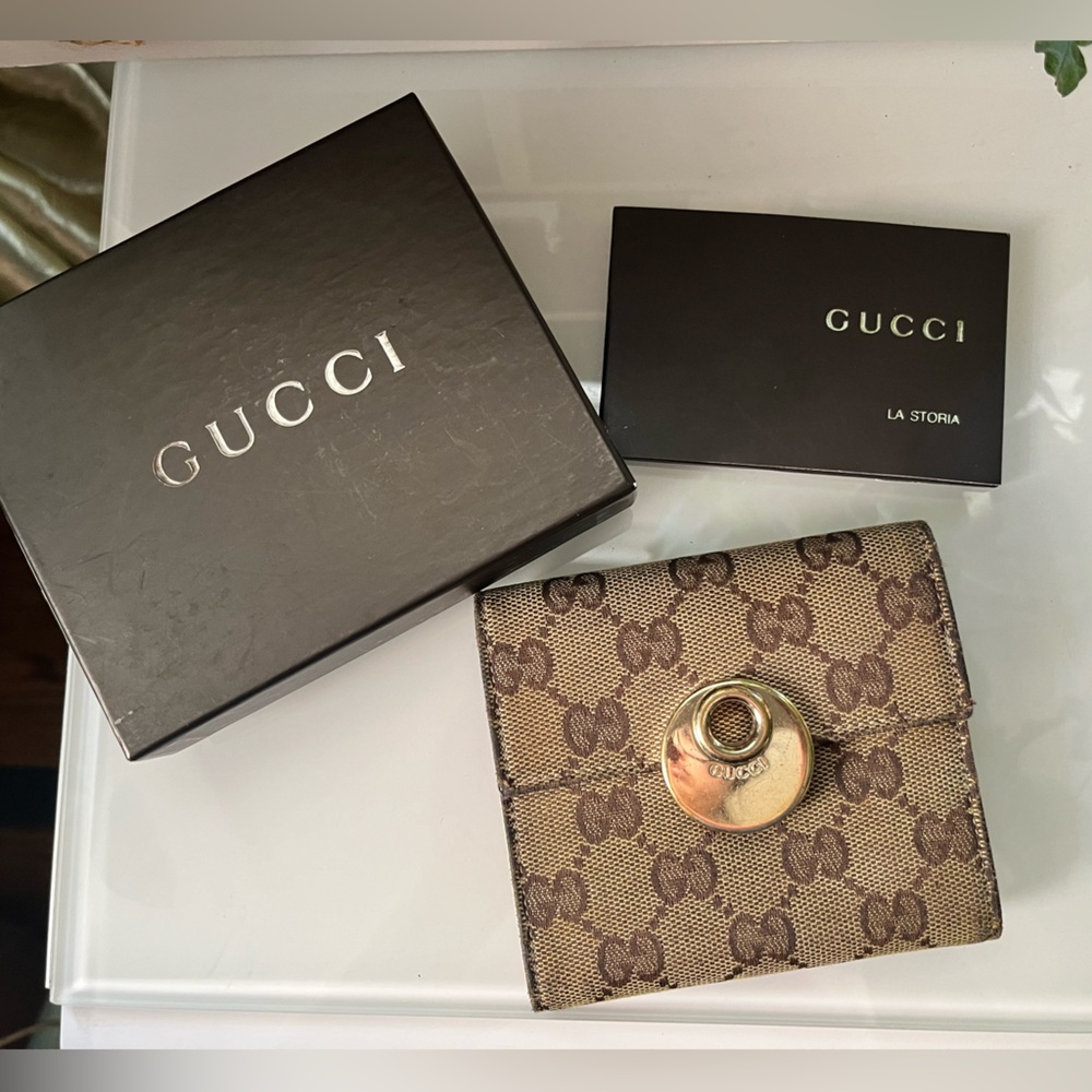 Gucci Medium Eclipse Canvas Leather Wallet Vintage - image 1